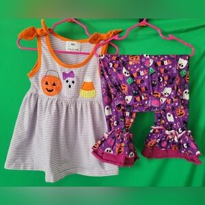 Purple Orange Halloween Girl Costume Set Grace by Faith 3t Pants Pumpkin Ruffle
